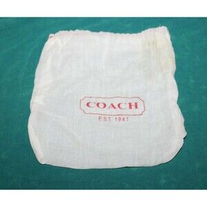 Coach Dust Bag Drawstring White Cotton Red Drawstring ~ 7 x 7" Soft Small Wallet